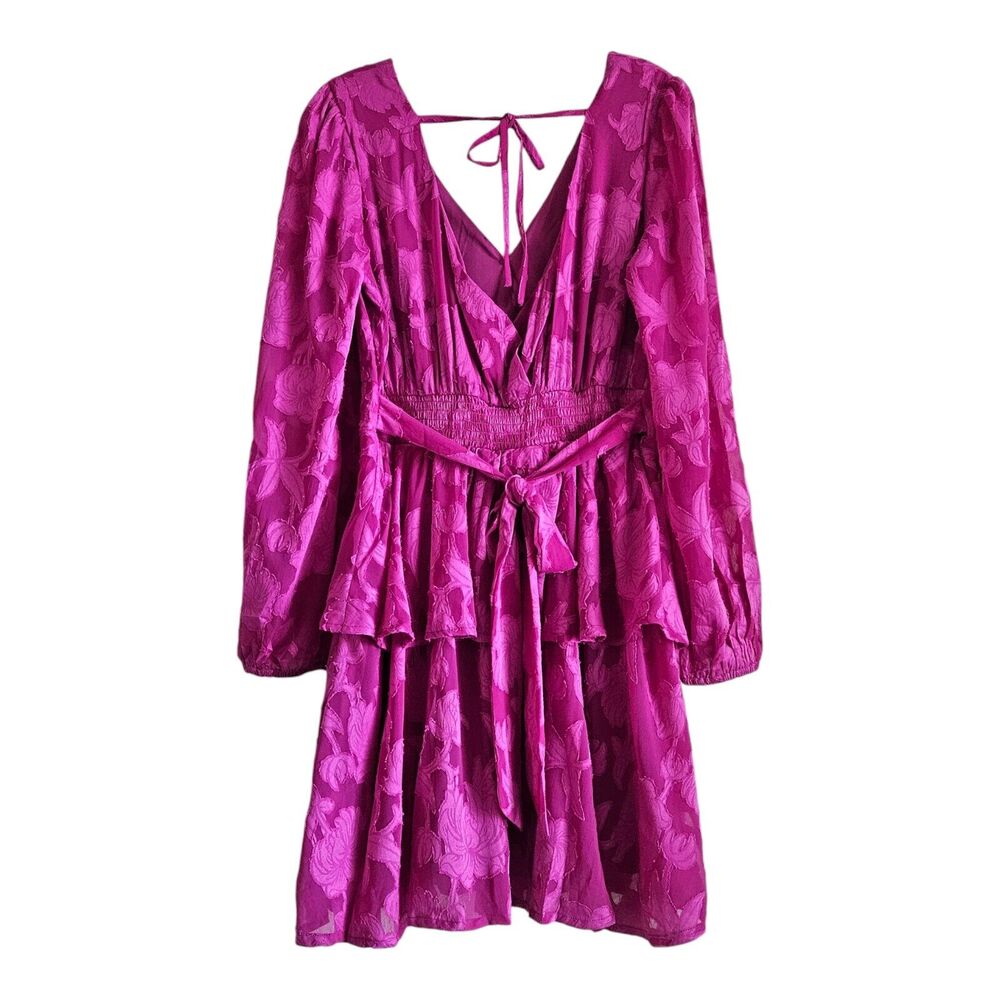 BAND OF THE FREE GYPSIES Women's M Mini Dress Kiss Me Fuchsia Fit & Flare Lined - Picture 10 of 11